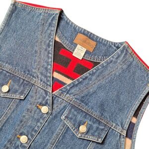 VTG Pendleton Denim Vest Wool Blanket Back Western Womens XL